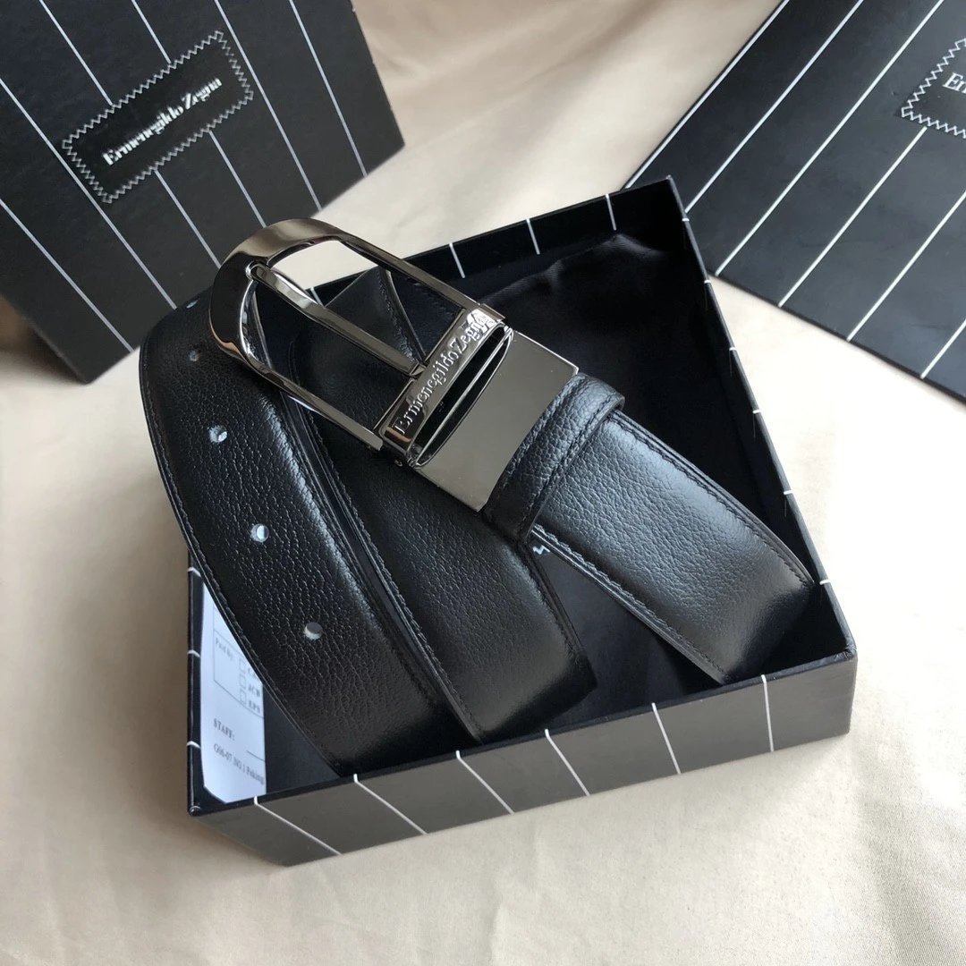 Zegna Belt Top version Original Single Belt Imported Calf Leather Belt Business Men Pant Belt3.5CM Belt Double-Sided Dual-Use Men's Needle Belt Suitable for Men's Business Double-Sided Cowhide Classic Belt Gift Box Packaging Ferragamo Montblanc Kuqi