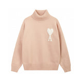 Ami Sweater Top Version23Autumn and Winter New Loose Alpaca Wool Blended Soft and Glutinous Turtleneck Love Clouds Sweater