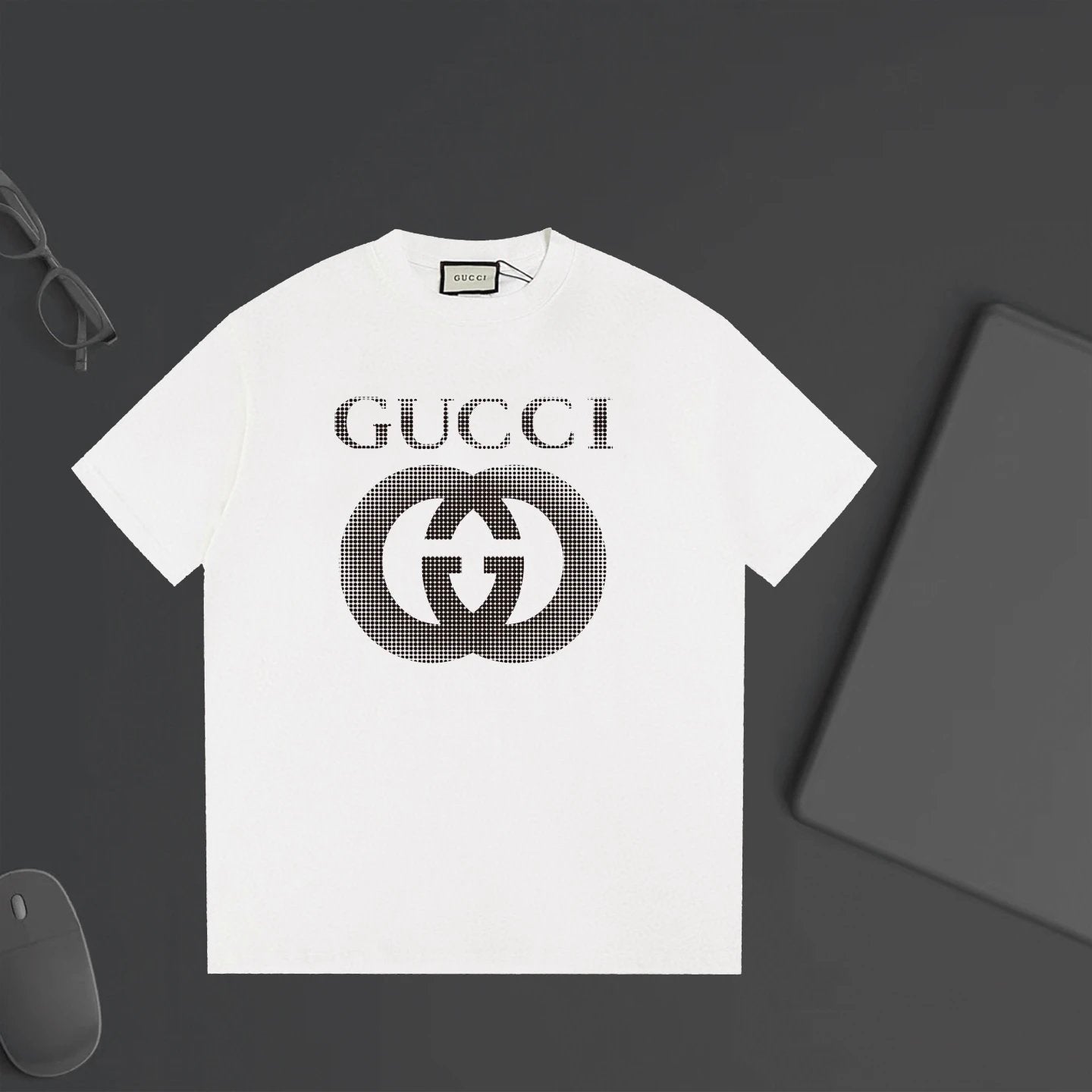 Gucci T-shirt Black and white chest G Letter Printing logo round Neck Short Sleeve25ss New Pure Cotton Unisex Style T Casual T-Shirt Base Layer Shirt OS Loose Fit Half Sleeve Top Plus Size