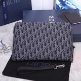 Dior Men's Bag Top version OBLIQUE Presbyopic Men's Clutch Original Quality Imported Original Black Cloth Presbyopic Jacquard Men's Bag