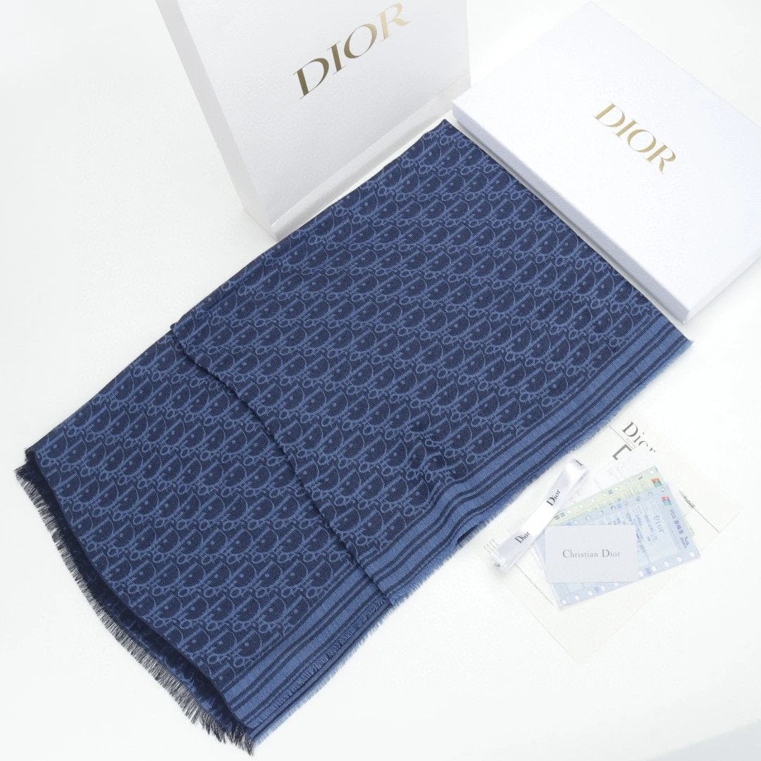 Dior Scarf Full Printed Knitted Jacquard Square Scarf for Men and Women