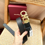 Ferragamo Belt Top version 【Full Package】Belt Width for Men and Women3.5cm with Chip nfc Anti-Counterfeiting Quality Counter Full Set Packaging Italian Double-Sided Cowhide Matching Boutique Brass Buckle Length Can Be Cut by Yourself Counter Belt Fashion