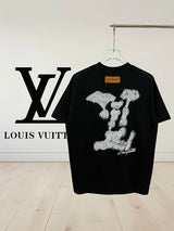 Louis Vuitton LV T-shirt Front and Back Printed Embroidered Round Neck Short Sleeve25ss New Pure Cotton Unisex Style T Casual T-Shirt Base Layer Shirt OS Loose design