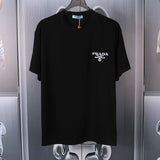 PRADA T-shirt English on the Chest logo round Neck Short Sleeve25ss New Pure Cotton Unisex Style T T-shirt OS Loose Design Bottoming Shirt Half Sleeve Top p Home T-shirt