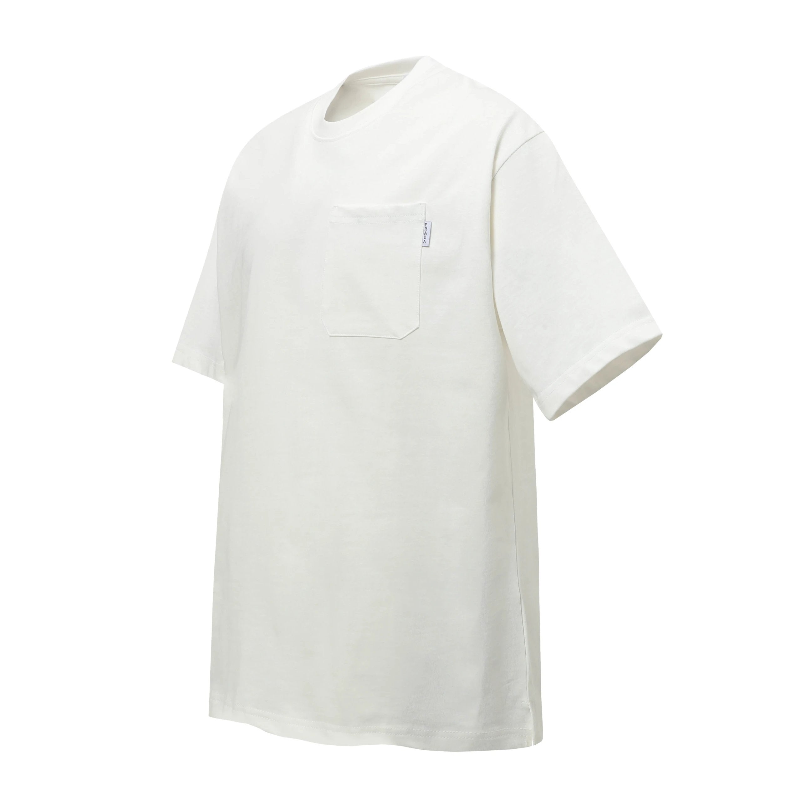 PRADA T-shirt Chest Pocket Letter Tag logo round Neck Short Sleeve25ss New pure cotton T Unisex T-Shirt OS Loose Fit Base Shirt Top Half Sleeve T-Shirt