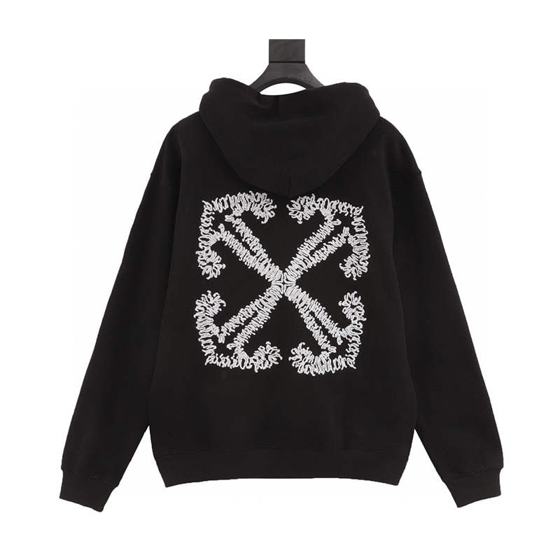 OFF -White Hoodie Corrugated Boat Anchor Arrow Embroidered Hoodie Same Style for Men and Women