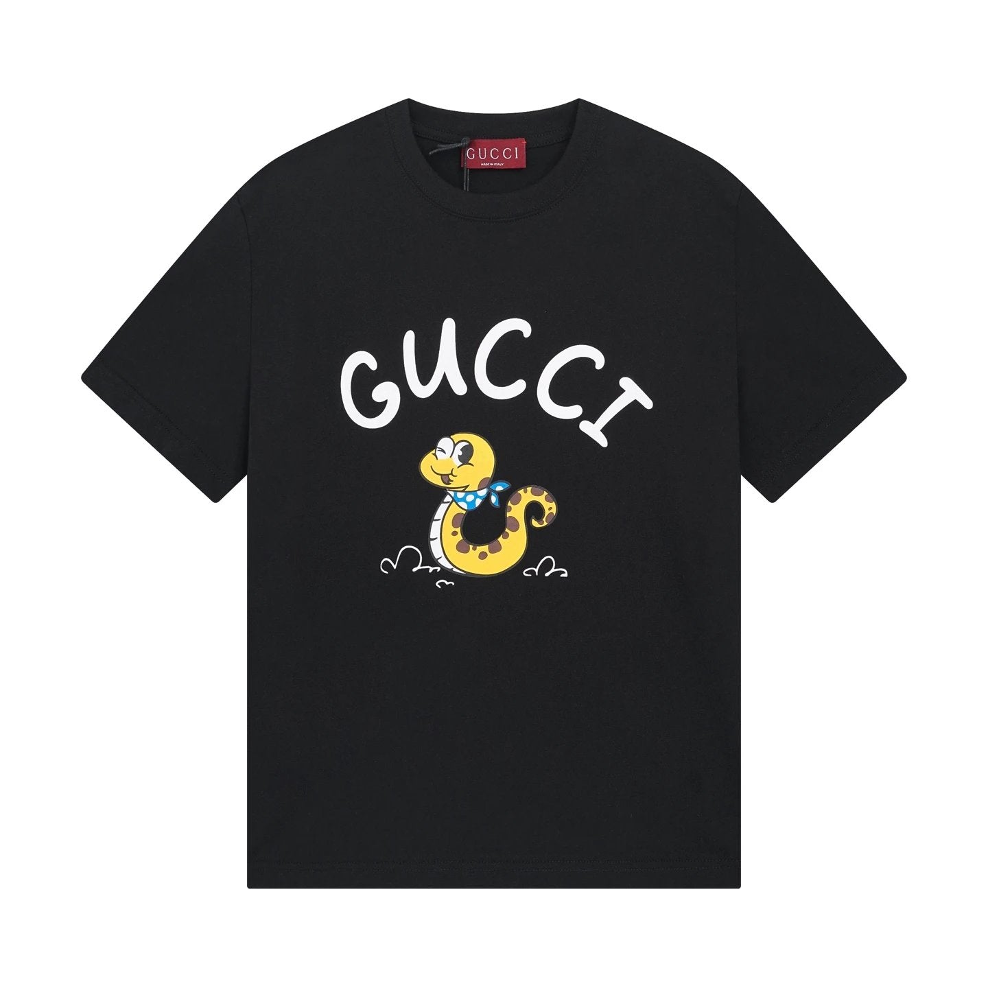 Gucci T-shirt Cartoon Snake Print on the Chest logo round Neck Short Sleeve25ss New Pure Cotton Unisex Style T Casual T-Shirt Base Layer Shirt OS Loose Fit Half Sleeve Top Plus Size