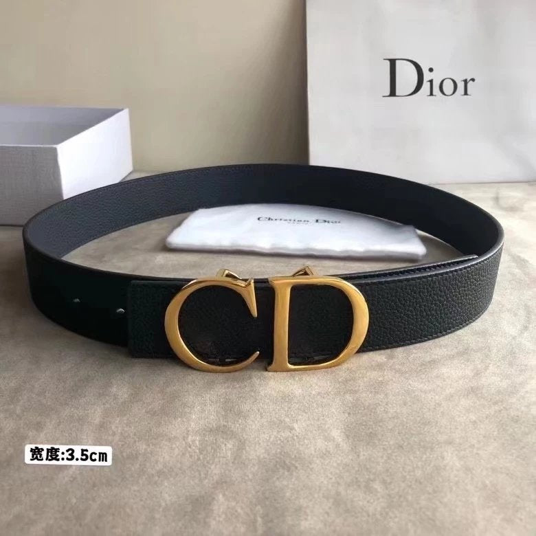 Dior Belt Top version Original Single Men and Women Universal Belt Width3.5cm Genuine Goods Quality Counter Full Set Packaging Original Leather Material Classic Presbyopic Full Printed Canvas Full Vertical Surface Calfskin Lychee Pattern Bottom Letter Buc
