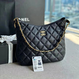 Chanel Women's Bag Top version 【Original Leather High Version】New Women's Bag2022Autumn and Winter New hobo Hippie Underarm Bag Sheepskin and Gold Gilding Hardware Accessories Large Capacity Bag Double c Chain Bag Home New Underarm Bag hobo Package Hippie