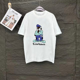 Louis Vuitton LV T-shirt Cartoon Print on the Chest logo round Neck Short Sleeve25ss New pure cotton T Unisex T-Shirt OS Loose Fit Base Shirt Top Half Sleeve T-Shirt