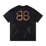 Balenciaga T-shirt Front and Rear Pair B Alphabet Hand-drawn Mud Print logo round Neck Short Sleeve25ss New pure cotton T Unisex T-Shirt OS Loose Fit Base Shirt Top Half Sleeve T-Shirt