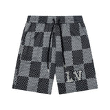 Louis Vuitton LV Shorts Vintage Pattern Jacquard Checkerboard logo Five-point Shorts25ss New Drawstring Casual Summer Pants American Style5Two-in-One Casual Sweatpants for Men and Women, Pure Cotton Joggers