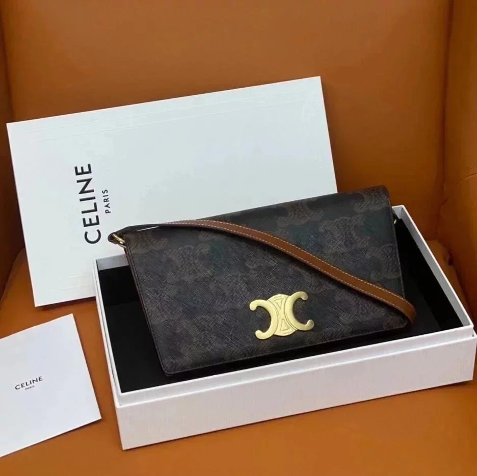 Celine women's bag Top version 【Ceiling Level】2022Autumn and Winter New Underarm Bag trapezetriomphe Retro Arc De Triomphe Underarm Bag Clutch Shoulder Bag Genuine Leather Bag Women's Bag