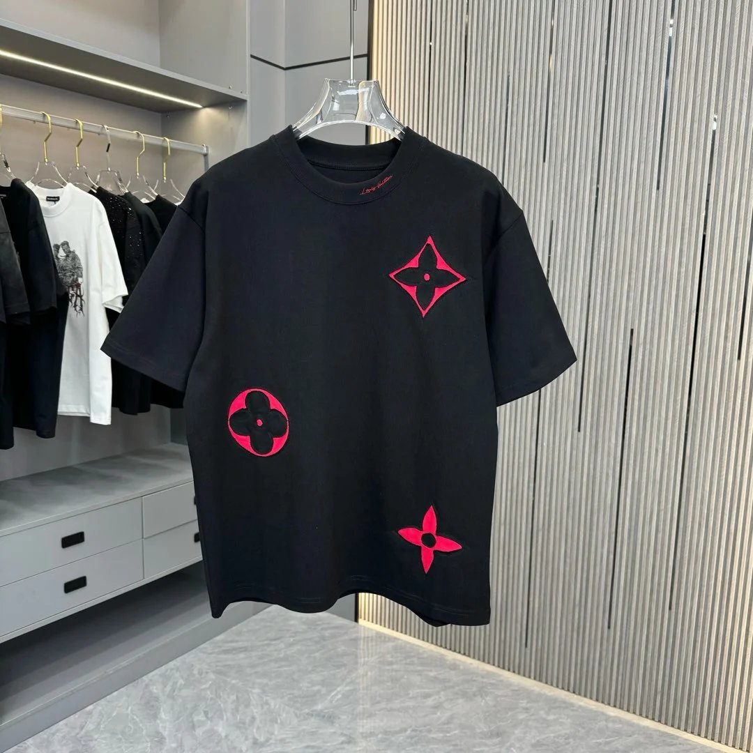 Louis Vuitton LV T-shirt Full Print Classic Logo Logo Crew Neck Short Sleeve25ss New Pure Cotton Unisex Style T T-shirt OS Loose Fit Base Shirt Short Sleeve T-Shirt Top
