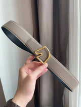 Hermes Belt Top version New H Home Men's Leather Double-Sided Available Pure Cowhide Belt Fashion All-Match Casual Belt