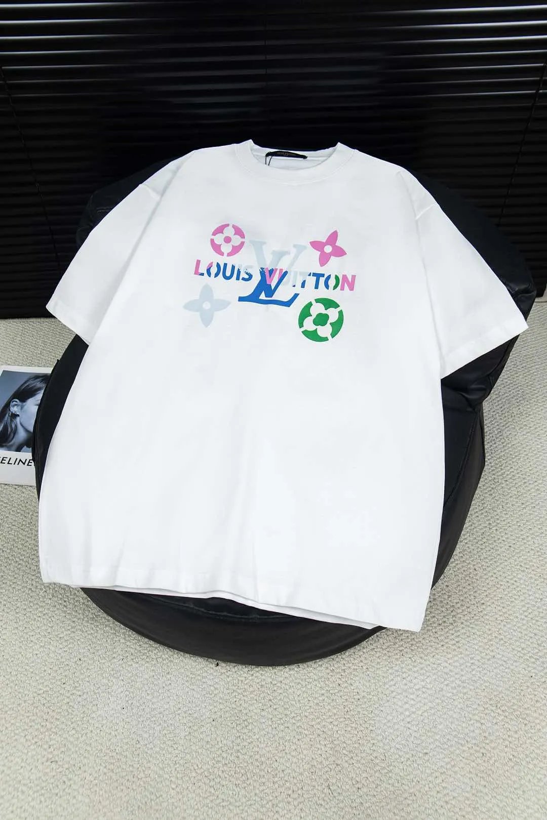 Louis Vuitton LV T-shirt Floral Letter Print on the Chest logo round Neck Short Sleeve25ss New Pure Cotton Unisex Style T T-shirt OS Loose Fit Base Shirt Top Half Sleeve T-Shirt