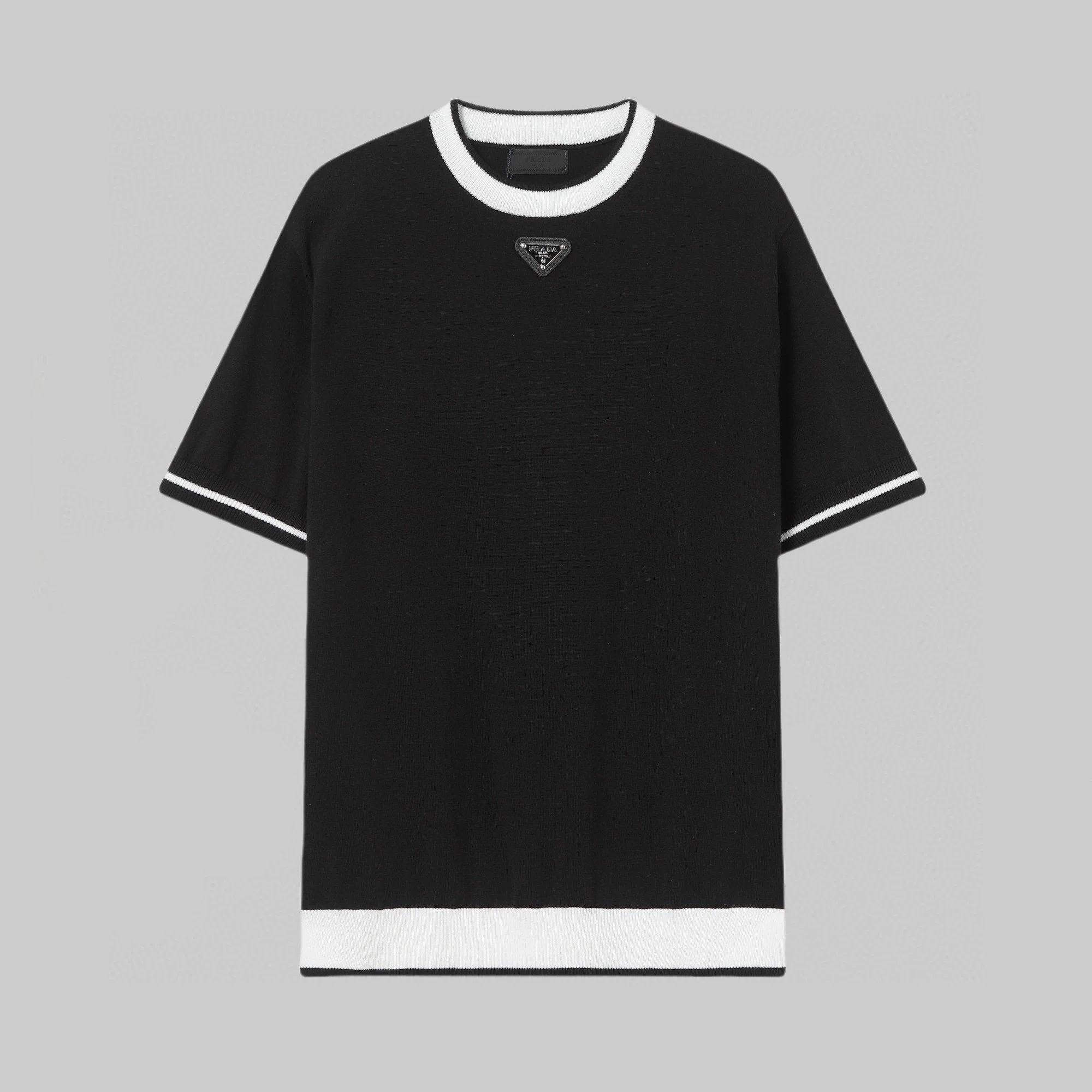 PRADA T-shirt Chest Triangle Mark logo round Neck Short Sleeve25ss New Pure Cotton Unisex Style T Casual T-Shirt Base Layer Shirt OS Loose Fit Half Sleeve Top Plus Size