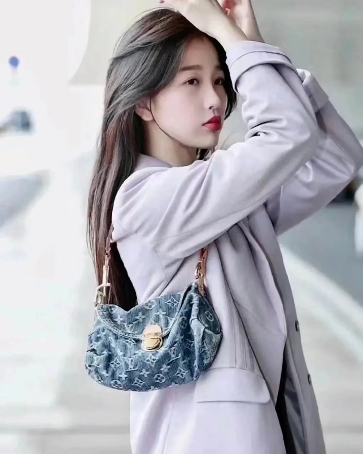 Louis Vuitton LV Women's Bag Top version 【Super Original Factory】2024Spring Style Tannin Jean Bag Sunset Small Ingot Bag Underarm Bag Crossbody Bag M46829Denim Denim Extendable Shoulder Strap