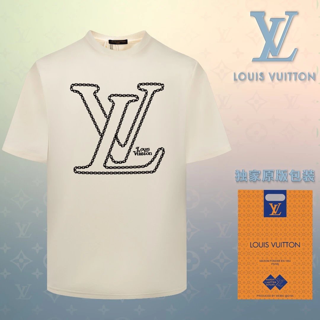 Louis Vuitton LV T-shirt Three-dimensional Chest LOGO Printed round Neck Short Sleeve25ss New Pure Cotton Unisex Style T T-shirt OS Loose Fit Base Shirt Short Sleeve Top T-Shirt