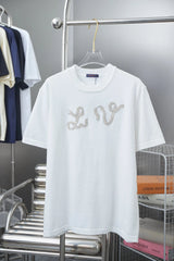 Louis Vuitton LV T-shirt Chest Floral Pattern Embroidery logo round Neck Short Sleeve25ss New pure cotton T Unisex T-Shirt OS Loose Fit Base Shirt Top Half Sleeve T-Shirt