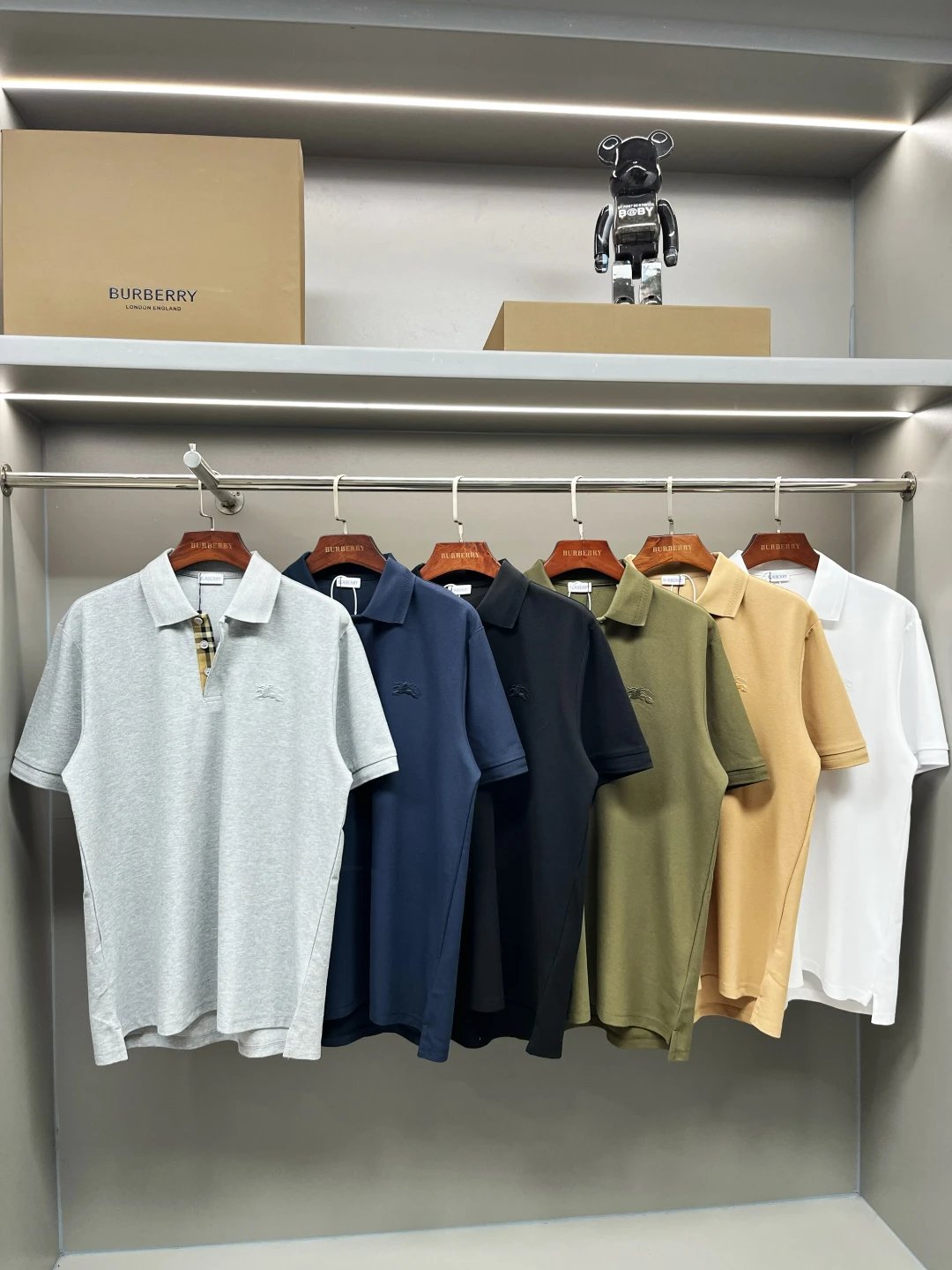 Burberry T-shirt Micro-label Embroidered Piqué Cotton POLO Shirt Lapel Short Sleeve25ss New Unisex Short Sleeve OS Loose T Business Half Sleeve Shirt Plus Size T-Shirt