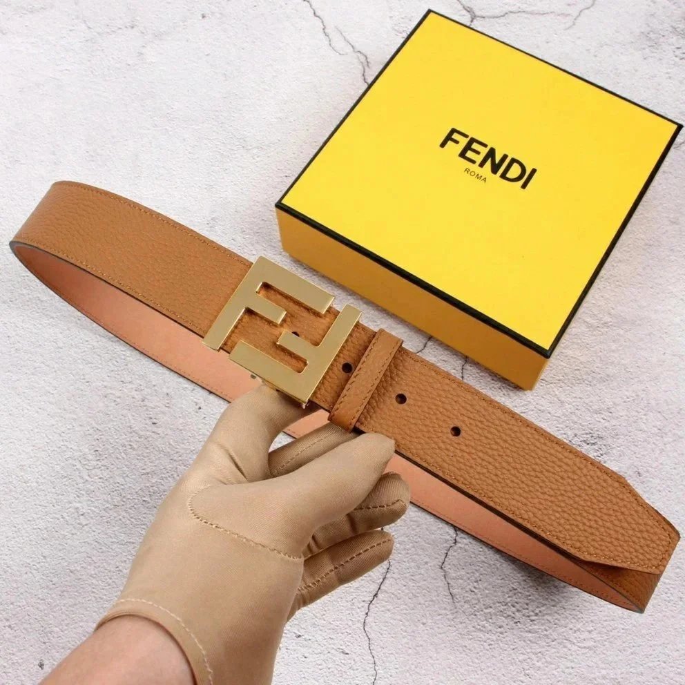 FENDI Belt Top version New Men's Leather Belt Little Monster Genuine Leather Business Smooth Buckle Belt