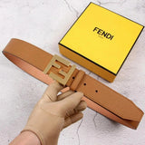 FENDI Belt Top version New Men's Leather Belt Little Monster Genuine Leather Business Smooth Buckle Belt