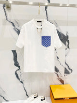 Louis Vuitton LV T-shirt Front Denim Letter Old Flower Pocket logo round Neck Short Sleeve25ss New Pure Cotton Unisex Style T T-shirt OS Loose Fit Base Shirt Top Half Sleeve T-Shirt