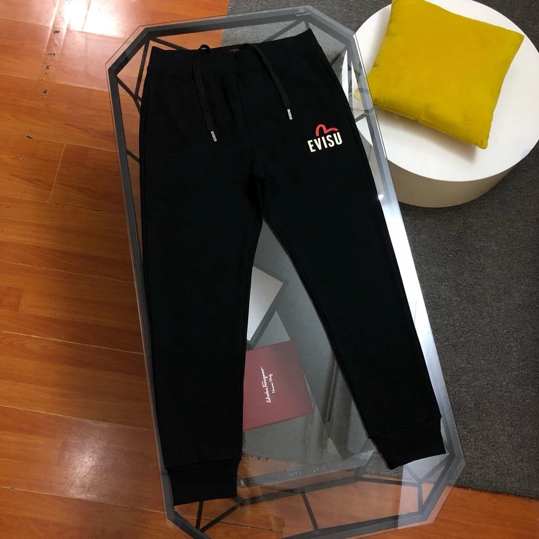 Evisu Sweatpants Top Version Counter Same Style Cotton Sweat Pants Same Style for Men and Women Loose Fashion Brand2024Versatile Casual Pants Sports Trousers