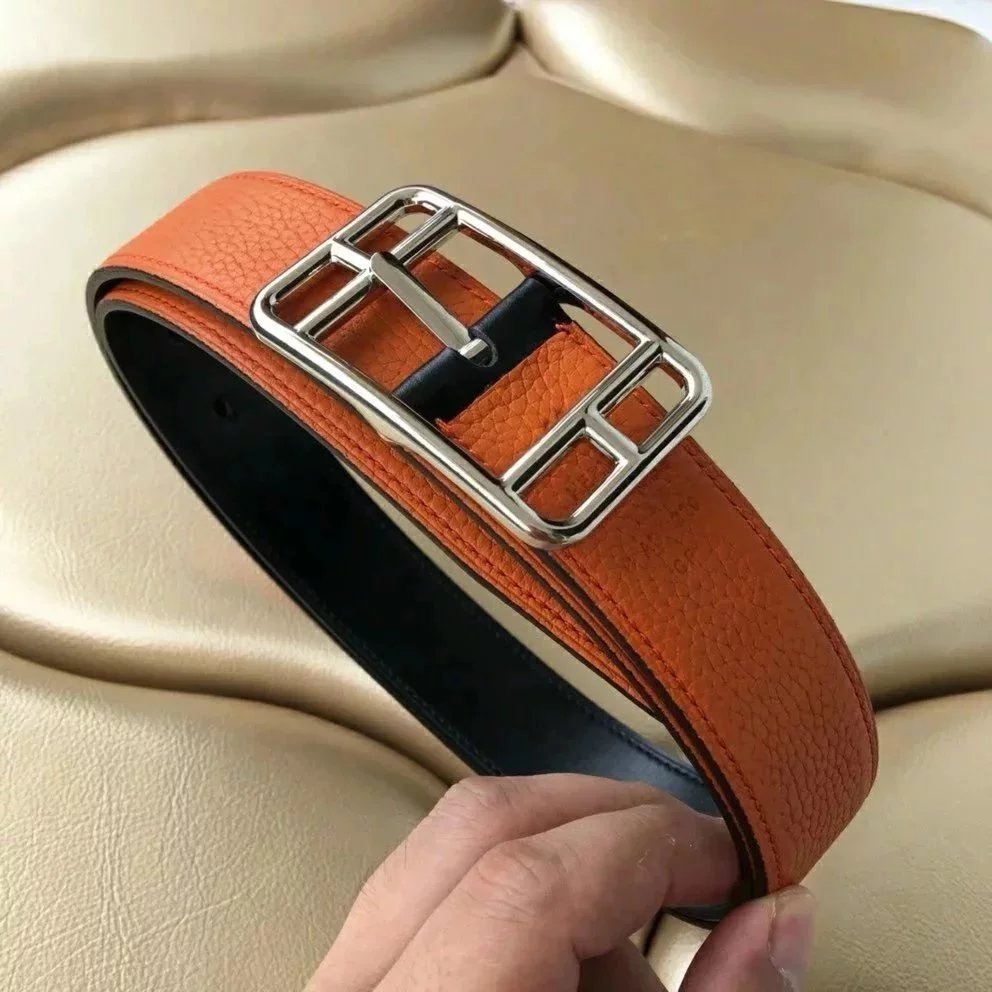 Hermes Belt Top version High Quality3.2cm Leather Belt Men's and Women's Leather Business Casual Pin Buckle Versatile Belt