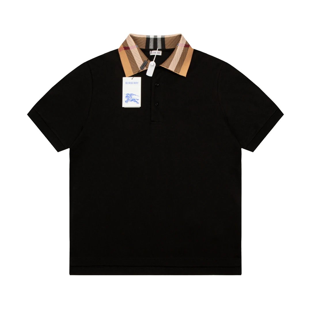 Burberry T-shirt Striped Gradient Color Block POLO Shirt Lapel Short Sleeve25ss New Unisex Summer Short Sleeve OS Loose T Business Half Sleeve Shirt Plus Size T-Shirt
