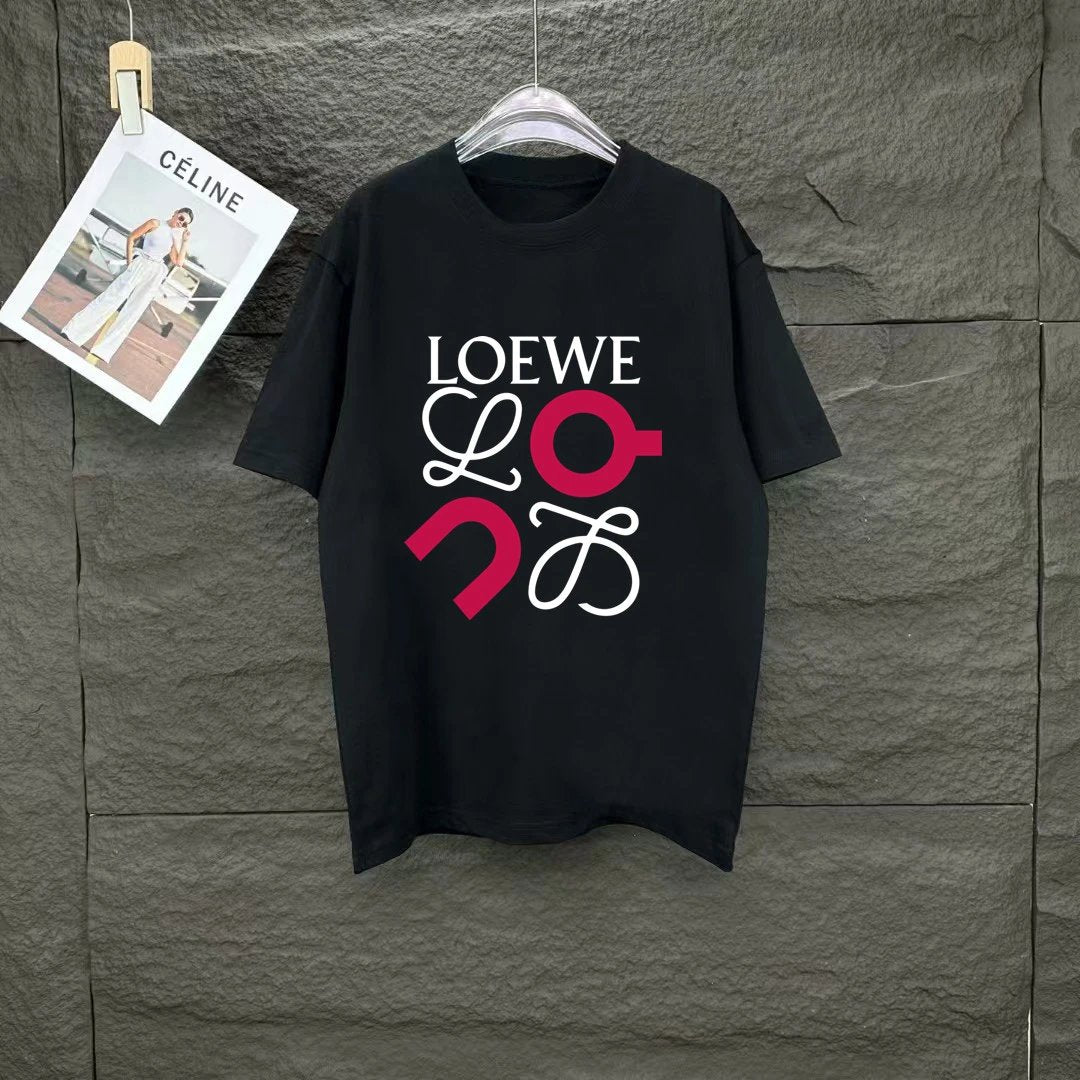 LOEWE T-shirt Digital Direct Print on Chest logo round Neck Short Sleeve25ss New Pure Cotton Unisex Style T T-shirt OS Loose Fit Base Shirt Half Sleeve T-Shirt Top Half Sleeve