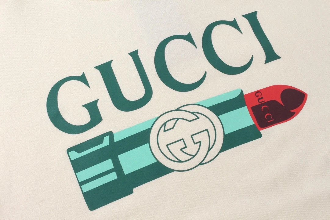 Gucci Hoodie Lipstick Stain logo Round Neck Sweatshirt Long Sleeve Base Shirt Jacket Top Fashion Unisex Sports Casual Loose Fit Versatile Autumn Winter New Arrival