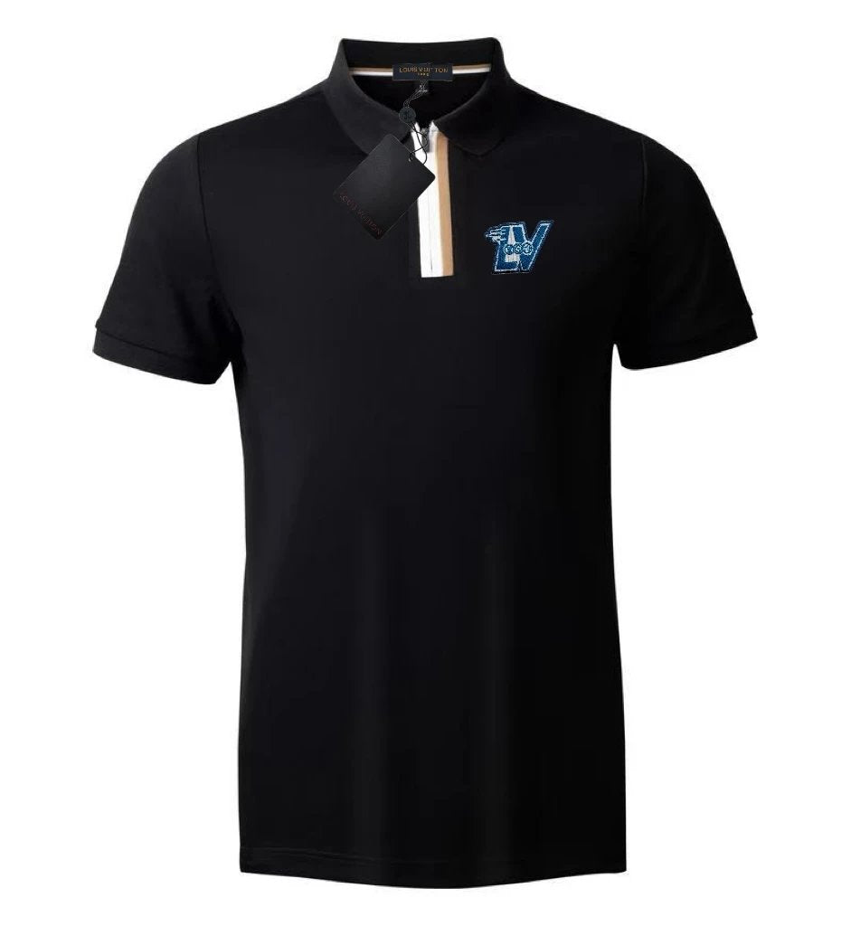 Louis Vuitton LV T-shirt Blue letters on the chest logoPOLO Short Sleeve Turn-down Collar Shirt Unisex Summer Loose Fit T Business Commuter Short Sleeve Shirt Plus Size