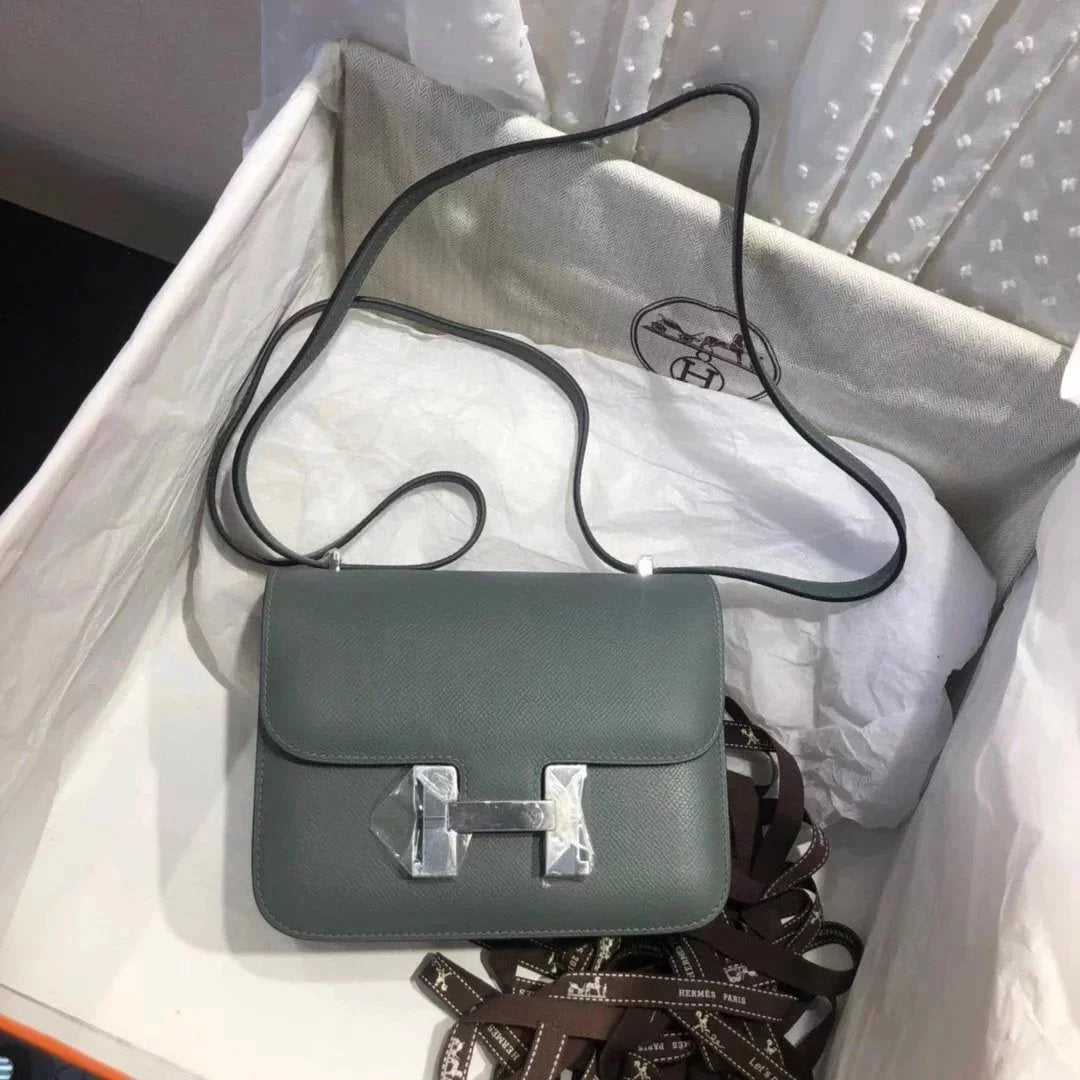 Hermes women's bag Top version 【H Handmade Custom】Stewardess Bag Constance Bag constance Silver Buckle Gold Buckle EP Women's Leather Crossbody Shoulder Bag2424