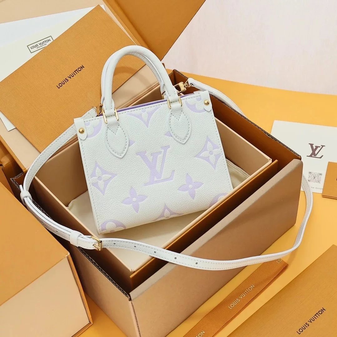 Louis Vuitton LV Women's Bag Top version 【2024New Duobao Leather】OnThegoBB Mini Handbag Women's Bag Tote Bag mini Small Tote Bag Women's Mini Portable Shoulder Messenger Bag tote Shopping Bag M46993M47054M46839