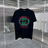 Gucci T-shirt Double-breasted G Color Printing logo round Neck Short Sleeve25ss New pure cotton T Unisex T-Shirt OS Loose Fit Base Shirt Top Half Sleeve T-Shirt