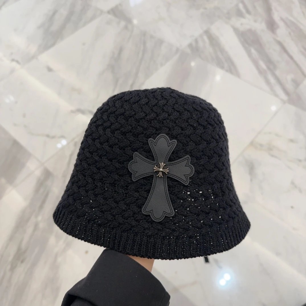 Chrome Hearts Hat Labeling logo Fisherman Hat Casual Sun Protection UV Protection Plain Face Covering Sun Hat Outdoor Versatile Flat Top Bucket Hat