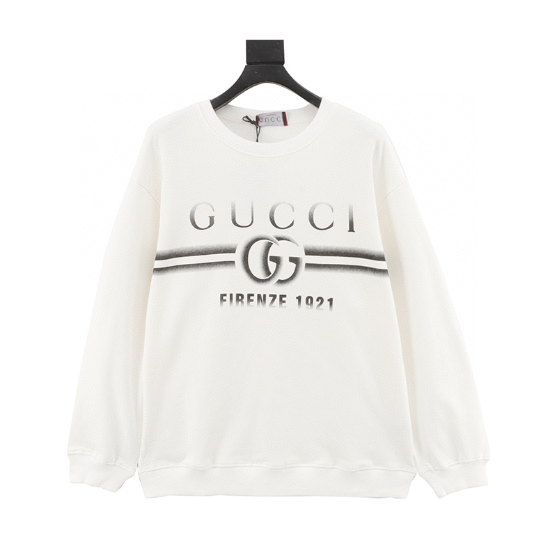 Gucci Hoodie 24ss Black Paint Faded Printed Crew Neck Sweatshirt Same Style for Men and Women