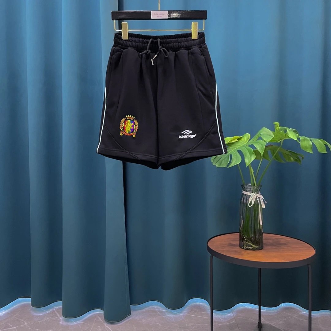 Balenciaga Shorts Manchester United Embroidery logo Five-point Shorts25ss New Drawstring Casual Summer Pants American Style5Two-in-One Casual Sweatpants for Men and Women, Pure Cotton Joggers