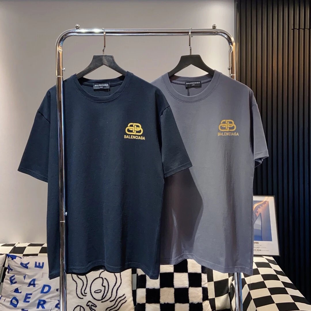 Balenciaga T-shirt Back Buckle Letter Print logo round Neck Short Sleeve25ss New pure cotton T Unisex T-Shirt OS Loose Fit Base Shirt Top Half Sleeve T-Shirt