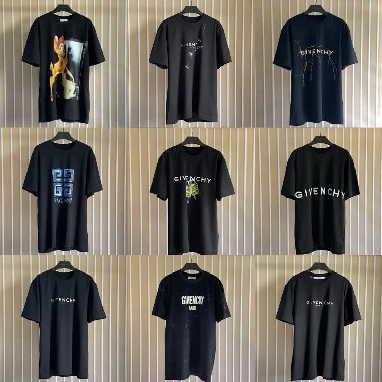 Givenchy T-shirt Top Version Counter Same Collection1Cotton Short Sleeve T T-shirt Men's and Women's Loose Bottoming Shirt2024New Summer