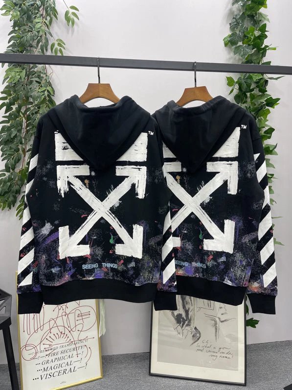 OFF -White Jackets Top Starry Sky Cardigan Coat Counter Same Style Heavy New Casual Hooded Sweater Versatile Loose Hoodie Trendy Pure Cotton