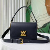 Louis Vuitton LV Women's Bag Top version 【Super Original Leather】Duobao Leather Goods2024New SoftTwist Handbag M24639M24640M25359Full Leather Series Soft Leather One-Shoulder Crossbody Bag Twistlock Veil Bag Bronze Retro Women's Bag Underarm Bag Women's C