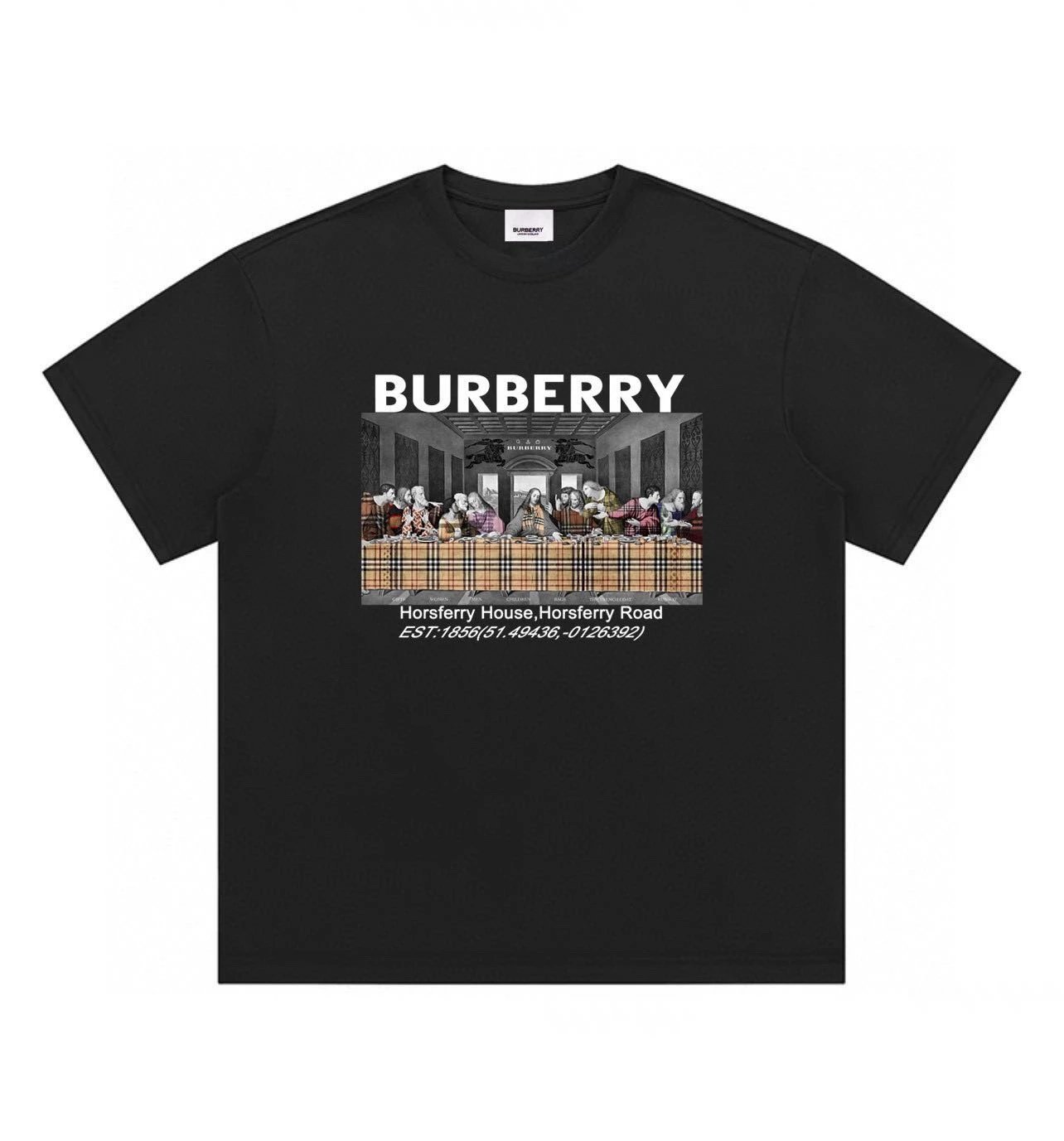 Burberry T-shirt The Last Supper Pattern Print on the Chest logo round Neck Short Sleeve25ss New pure cotton T Unisex T-Shirt OS Loose Fit Base Shirt Top Half Sleeve T-Shirt