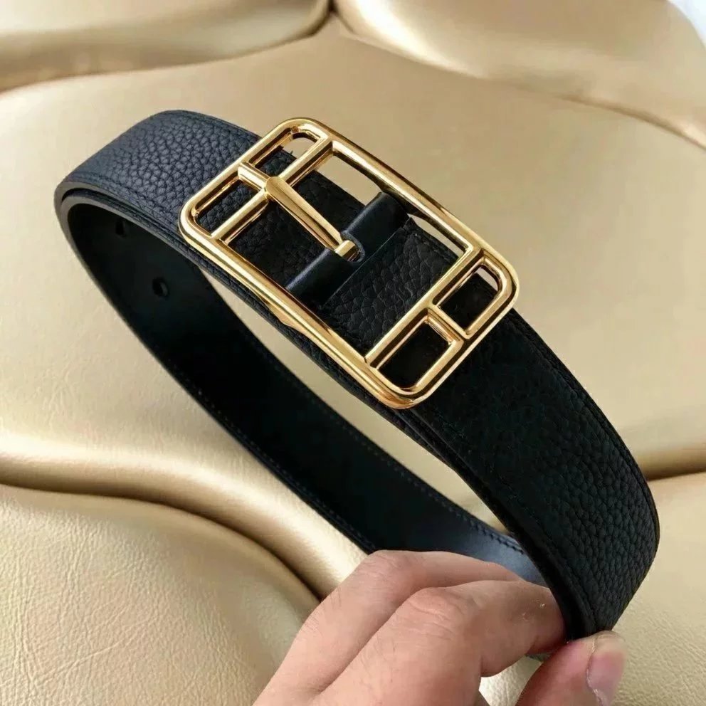 Hermes Belt Top version High Quality3.2cm Leather Belt Men's and Women's Leather Business Casual Pin Buckle Versatile Belt