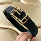 Hermes Belt Top version High Quality3.2cm Leather Belt Men's and Women's Leather Business Casual Pin Buckle Versatile Belt
