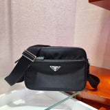 PRADA Bag Top version p Home Version Latest Men's Bag Nylon Shoulder Crossbody Messenger Bag2VH048Black Nylon Camera Bag Men's Shoulder Bag Newsman Bag