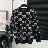 Gucci Sweater Double G Full Print Crew Neck Sweater25ss Spring New Thickened Long Sleeve Pullover Unisex OS Loose Fit Top Versatile Casual Jacket Lazy Style