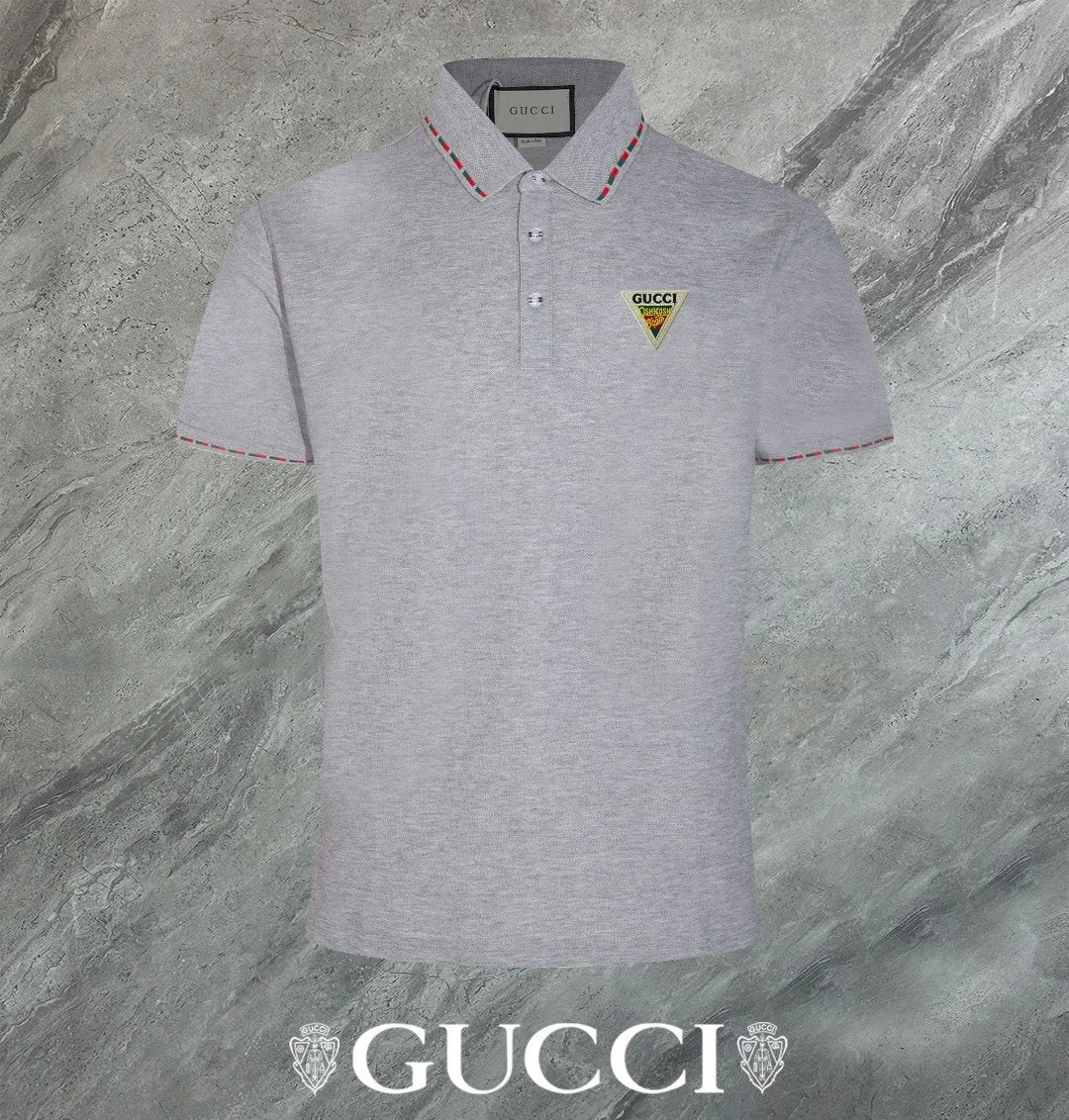 Gucci T-shirt Chest Triangle Letters logoPOLO Shirt Lapel Short Sleeve25ss New Unisex Summer Loose Short Sleeve T Business Commuter Short Sleeve Shirt Plus Size T-Shirt